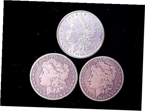  アンティークコイン コイン 金貨 銀貨  3 DIFFERENT Morgan Silver Dollars 1882, 1889, & 1900-O Shipped FREE in ONE DAY!!