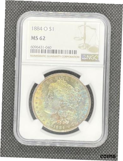  アンティークコイン コイン 金貨 銀貨  1884 O $1 Morgan Silver Dollar NGC MS62 Rainbow / Toned