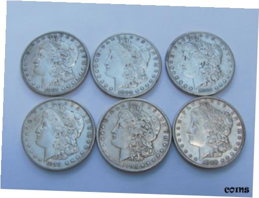  アンティークコイン コイン 金貨 銀貨  6~MORGAN SILVER DOLLARS-1881-1884(2)-1890(2)-1898-~ALL P MINTS~GREAT BUY!~#430