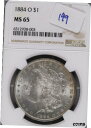 【極美品/品質保証書付】 アンティークコイン コイン 金貨 銀貨 [送料無料] 1884-O Morgan Silver Dollar NGC MS-65 #8-003