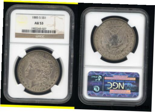 【極美品/品質保証書付】 アンティークコイン コイン 金貨 銀貨 [送料無料] 1885 S $ Morgan Silver US Dollar AU53 NGC - Key / Rare Date Coin Old US Money