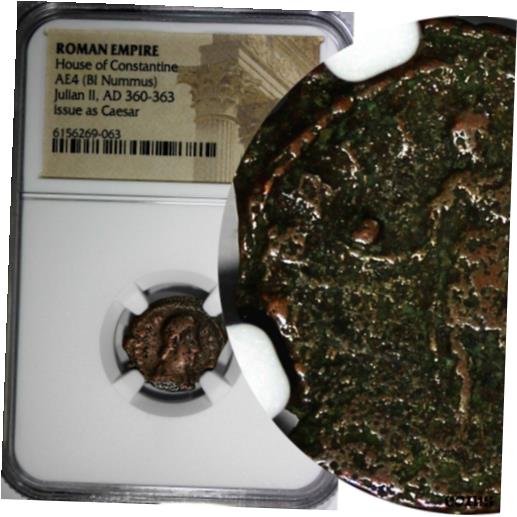 ڶ/ʼݾڽա ƥ    [̵] ROMAN Julian II as Caesar AD 360-363 AE4 BI Nummus/Emperor globe and spear NGC.3