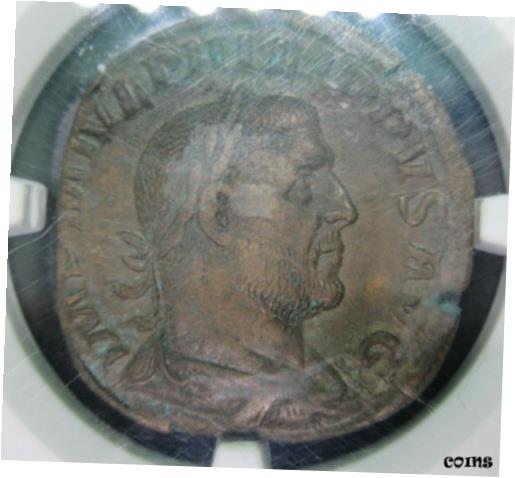 【極美品/品質保証書付】 アンティークコイン 硬貨 ROMAN EMPIRE Coin Philip AD 244 - 249 AE Sestertius rv Annona Modius NGC Ch XF [送料無料] #oct-wr-010349-1260