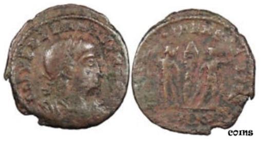  アンティークコイン コイン 金貨 銀貨  Delmatius, as Caesar 335-337 A.D. AE4 Good Fine GLOR-.IA EXERC-ITVS #AC85305