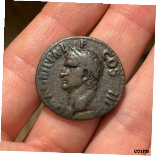 ڶ/ʼݾڽա ƥ    [̵] AGRIPPA Under EMPEROR CALIGULA Ancient Roman AE As 37-41AD NEPTUNE RIC58 10.3g