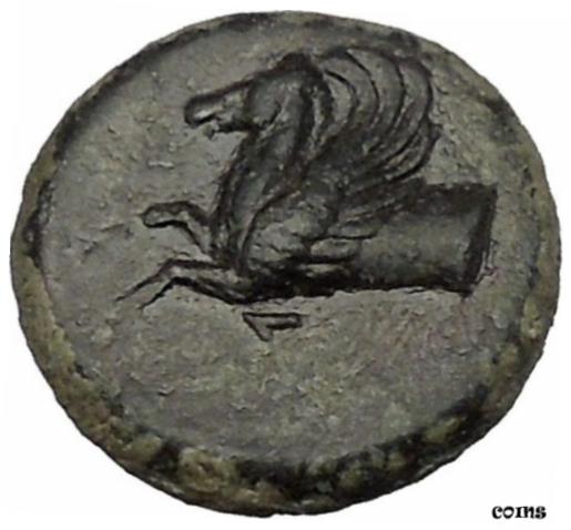 【極美品/品質保証書付】 アンティークコイン コイン 金貨 銀貨 [送料無料] SYRACUSE in SICILY 343BC Nymph Pegasus Tyrant Timoleon RARE R2 Greek Coin i51584