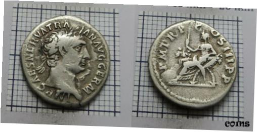  アンティークコイン コイン 金貨 銀貨  Justicia Original Antique Coin SILVER DENARIUS Roman Imperial Trajan 98-117AD566
