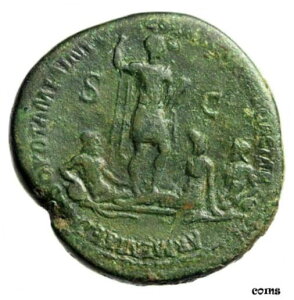トラヤヌスA.E.セステルティウス「皇帝の足下にあるアルメニアのチグリスとユーフラテス」RIC 642 レアTrajan AE Sestertius "Armenia Tigris & Euphrates at Feet of Empeor" RIC 642 Rare