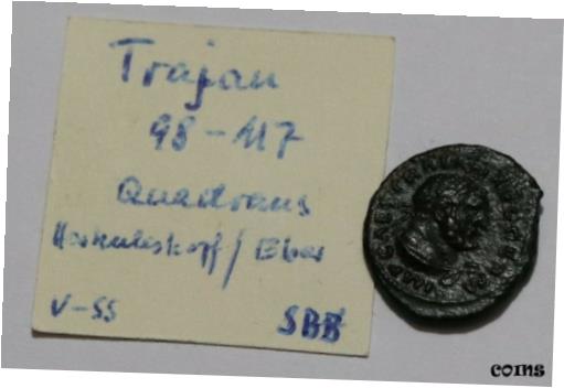 ڶ/ʼݾڽա ƥ    [̵] TRAJAN 98-117AD AE QUADRANS 16mm SHE WOLF HIGH GRADE BETTER ON HAND B43 WG27