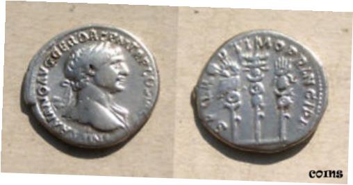 トラヤヌス - トライアヌス - 軍団の鷲 - 素敵な古代ローマの銀デナリウス - レアTrajan - Traianus - Legionary Eagle - Nice Ancient Roman Silver Denarius - RARE