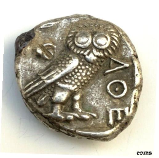  アンティークコイン 銀貨 ANCIENT GREEK SILVER COIN OF ATTICA, TETRADRACHM, 454 - 415 B.C. PROFILE EYE!  #scf-wr-010427-76