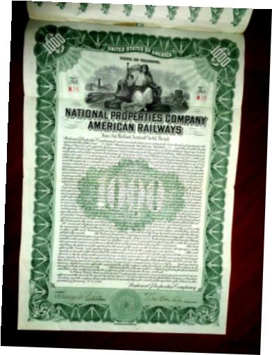 ڶ/ʼݾڽա ƥ    [̵] National Properties Company American Railways $1000 Gold bond 1916