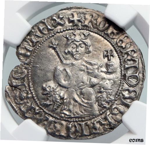  アンティークコイン 銀貨 1309-43 ITALY Naples King Robert D'Anjou Antique MEDIEVAL Silver Coin NGC i90708  #sct-wr-010443-70