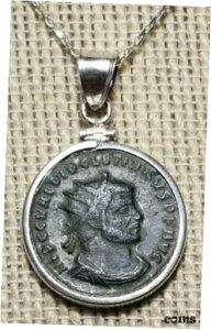 ローマ皇帝哲学者ディオクレティアヌス本物の古代コイン 925 シルバー ネックレスRoman Emperor Philosopher Diocletian Genuine Ancient Coin 925 Silver Necklace