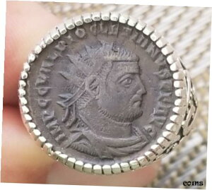 ローマ皇帝と哲学者ディオクレティアヌス帝の本物の古代コイン シルバー リングAuthentic Ancient Coin of Roman Emperor and Philosopher Diocletian Silver Ring
