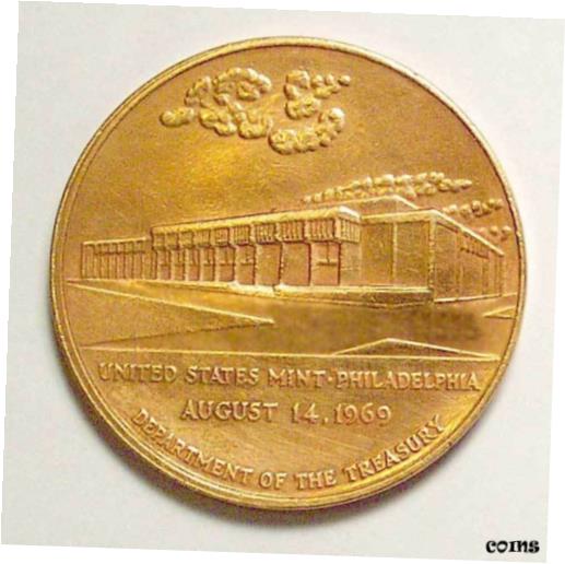 yɔi/iۏ؏tz AeB[NRC RC   [] UNITED STATES MINT PHILADELPHIA AUG.14, 1969 DEPARTMENT OF THE TREASURY Bronze.