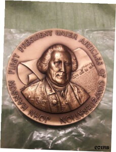 1981年 ジョン・ハンソン 銅貨メダル 連合規約に基づく初代大統領1981 John Hanson Bronze Coin Medal 1st President Under Articles Of Confederation