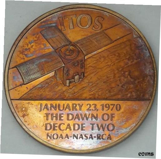 ڶ/ʼݾڽա ƥ    [̵] 1971 FRANKLIN MINT ITOS / TIROS 1 BRONZE NASA SPACE MEDAL PROOF TONED COLOR (DR)