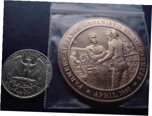 【極美品/品質保証書付】 アンティークコイン コイン 金貨 銀貨 送料無料 Original FARM AID Medal. - Franklin Mint SOLID BRONZE Medal Uncirculated 1880