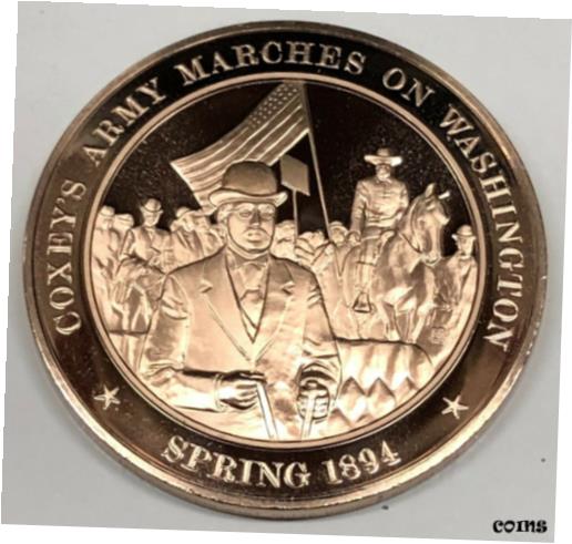  アンティークコイン コイン 金貨 銀貨  # C6049 FRANKLIN MINT BRONZE MEDAL, UNEMPLOYED MARCH ON WASHINGTON 1894