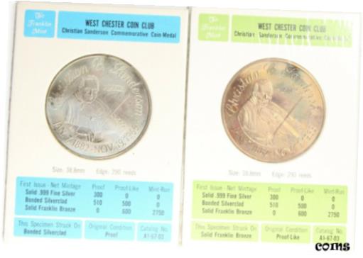 1966      å å ֥ 1  2 ץ롼 ԡ  38 mm1966 West Chester Coin Club Medal Set Clad Bronze 1 Oz 2 Proof Pieces 38 mm Each