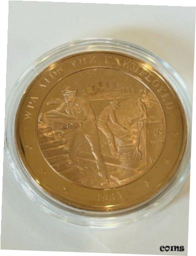 アンティークコイン コイン 金貨 銀貨  Franklin Mint Solid Bronze Coin Medal History United States WPA aids unemployed