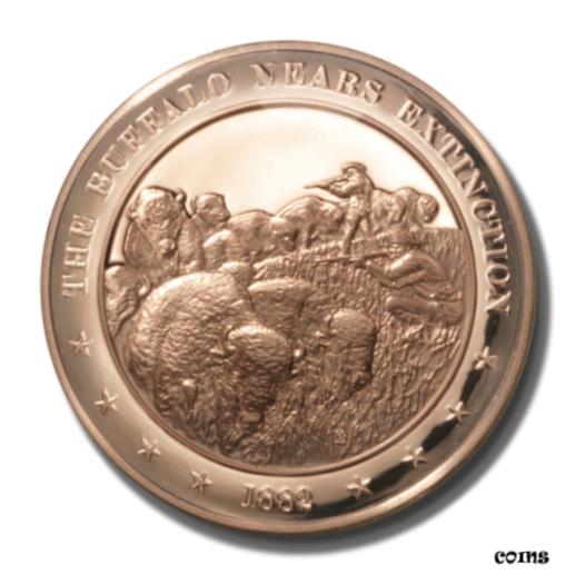 ڶ/ʼݾڽա ƥ    [̵] Franklin Mint History of US The Buffalo Nears Extinction 1882 45mm Proof Bronze