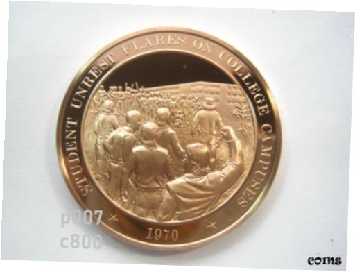 ڶ/ʼݾڽա ƥ    [̵] US History 1970 College Students Unrest Franklin Mint Bronze Proof 45mm Medal