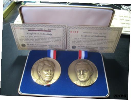 ڶ/ʼݾڽա ƥ    [̵] USA J. Carter President &W. Mondale Vice 2 Bronze Medal Set w/COA w/Box