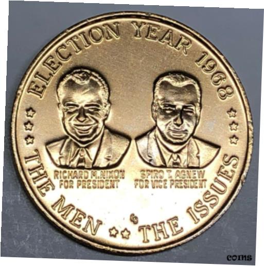 ڶ/ʼݾڽա ƥ    [̵] # C548 POLITICAL PLATED ALUMINUM MEDAL, NI XON / AGNEW 1968