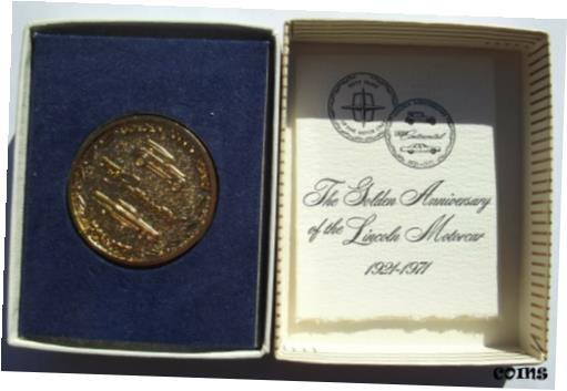  アンティークコイン コイン 金貨 銀貨  1971 Lincoln Continental Token - Golden Anniversary Medal, in Box, Motorcar