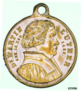 ドイツ 銀メッキ真鍮 1883 宗教改革メダル - マルティン・ルターGermany Silver-plated Brass 1883 Reformation Medal - Martin Luther