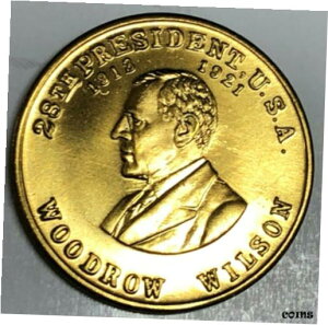 # C4450 ウッドロウ・ウィルソン大統領真鍮メダル、# C4450 PRESIDENT WOODROW WILSON BRASS MEDAL,