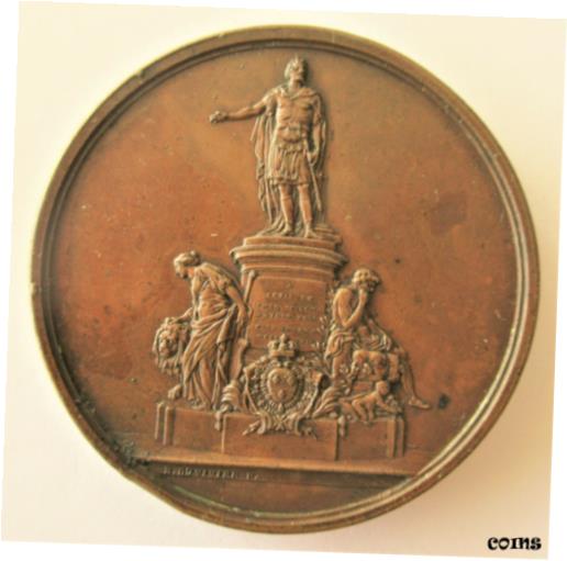 フランス。1764- ルイ 15 世像 - デュヴィヴィエの銅メダル - レアFRANCE.1764- KING LOUIS XV STATUE -COPPER MEDAL by DUVIVIERS-RARE