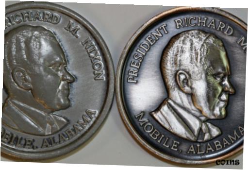  アンティークコイン コイン 金貨 銀貨  Pair of President Richard M. Nixon Mobile Alabama 1971 Medallions (NUM3202)