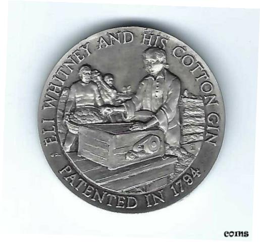  アンティークコイン コイン 金貨 銀貨  ELI WHITNEY COTTON GIN LONGINES PATENTED 1794 PEWTER MEDAL COIN