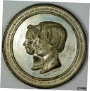 【極美品/品質保証書付】 アンティークコイン コイン 金貨 銀貨 [送料無料] 1853 Belgium Large Wedding King Leopold and Queen Marie Medal Pewter