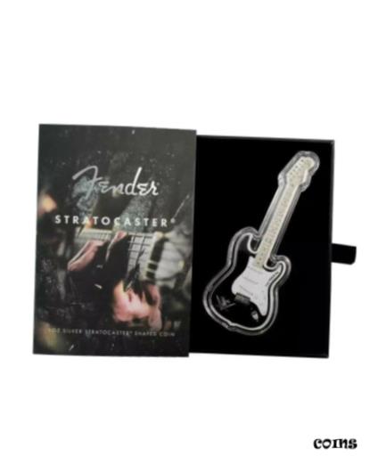 【極美品/品質保証書付】 アンティークコイン コイン 金貨 銀貨 [送料無料] 2021 Fender Stratocaster Guitar Shaped Silver 1 oz Coin Solomon Islands $2 Coin