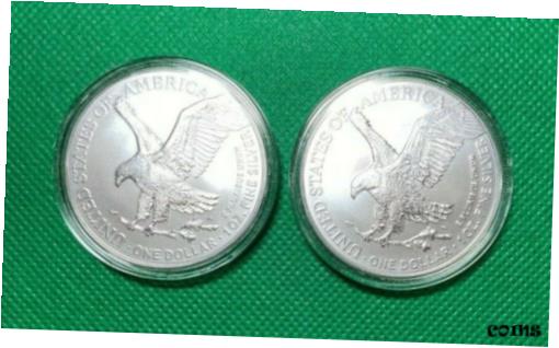 【極美品/品質保証書付】 アンティークコイン コイン 金貨 銀貨 [送料無料] 2022 AMERICAN SILVER EAGLE (2) COINS UNCIRCULATED IN AIR TIGHT NEEDED CAPSULE