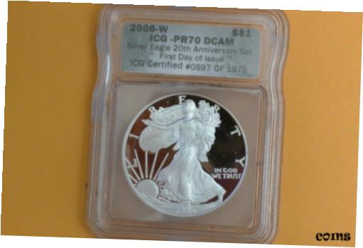 【極美品/品質保証書付】 アンティークコイン コイン 金貨 銀貨 [送料無料] 2006 Silver Eagle 3 Coin Set ICG RP70/PR70/SP70 20th Anniversary FIRST DAY ISSUE 2