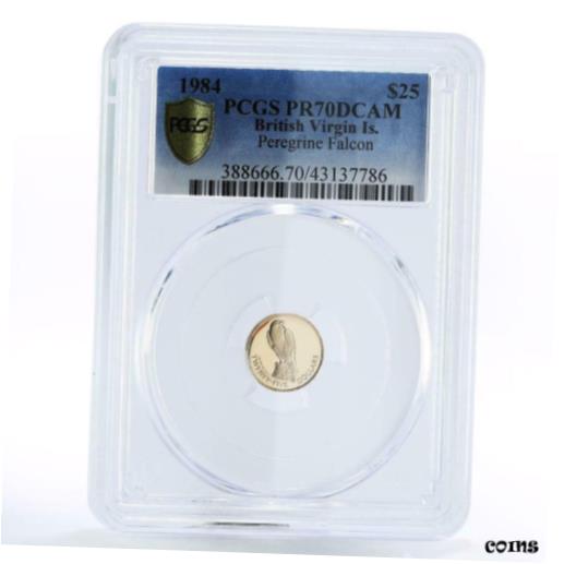 【極美品/品質保証書付】 アンティークコイン 金貨 British Virgin Islands 25 dollars Peregrine Falcon PR70 PCGS gold coin 1984 [送料無料] #gct-wr-010515-382