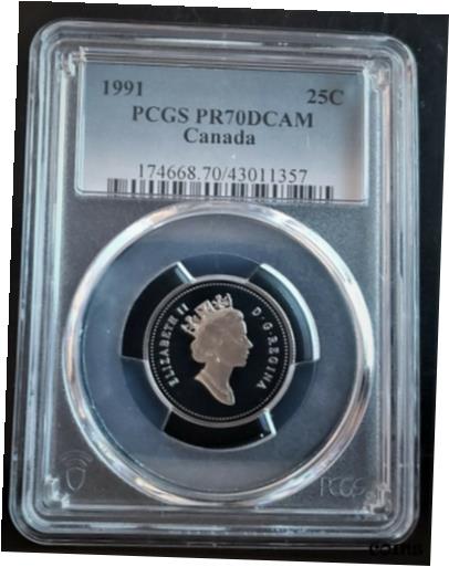 【極美品/品質保証書付】 アンティークコイン 硬貨 1991 25C PCGS PR70DCAM ***POP 1*** FINEST ON RECORD (RCM) NEW CAMERA EYE SLAB! [送料無料] #oot-wr-010544-2425