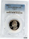 1981-S タイプ 1 プルーフ ワシントン クォーター PCGS PR70DCAM 6647721981-S TYPE 1 PROOF WASHINGTON QUARTER PCGS PR70DCAM 664772(3)