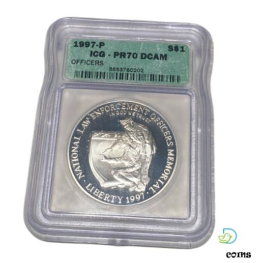  アンティークコイン コイン 金貨 銀貨  1997-P $1 NATIONAL LAW ENFORCEMENT OFFICERS SILVER DOLLAR ICG PR70 DCAM