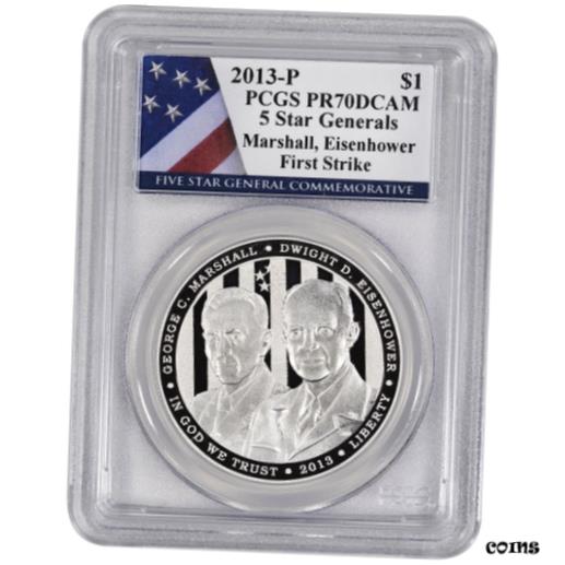  アンティークコイン コイン 金貨 銀貨  2013-P US 5-Star Generals Commem Proof Silver $1 - PCGS PR70 - First Strike Flag