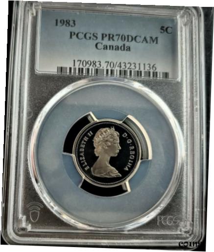 【極美品/品質保証書付】 アンティークコイン 硬貨 1983 5C PCGS PR70DCAM 2/0 CANADA ULTRA RARE (POP 2 ) NONE FINER CAMERA EYE SLAB! [送料無料] #oot-wr-010544-3256