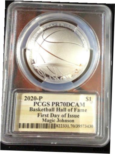 ڶ/ʼݾڽա ƥ    [̵] 2020-P Basketball Hall of Fame MAGIC JOHNSON Signed Silver PCGS PR70 Dollar 3430