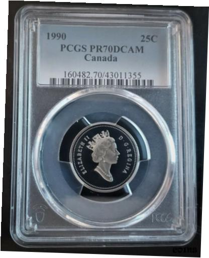 【極美品/品質保証書付】 アンティークコイン 硬貨 1990 25C PCGS PR70DCAM ***POP 1*** FINEST ON RECORD (RCM) NEW CAMERA EYE SLAB! [送料無料] #oot-wr-010544-4924