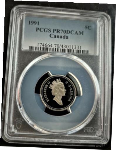 【極美品/品質保証書付】 アンティークコイン 硬貨 1991 5C PCGS PR70DCAM 1/0 CANADA ULTRA RARE (POP 1 ) NONE FINER CAMERA EYE SLAB! [送料無料] #oot-wr-010544-5089