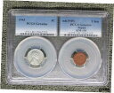 【極美品/品質保証書付】 アンティークコイン コイン 金貨 銀貨 [送料無料] PCGS Genuine WWII 2-Coin Set, 1945 Japan Clay 1 Sen & 1943 Lincoln Steel Cent